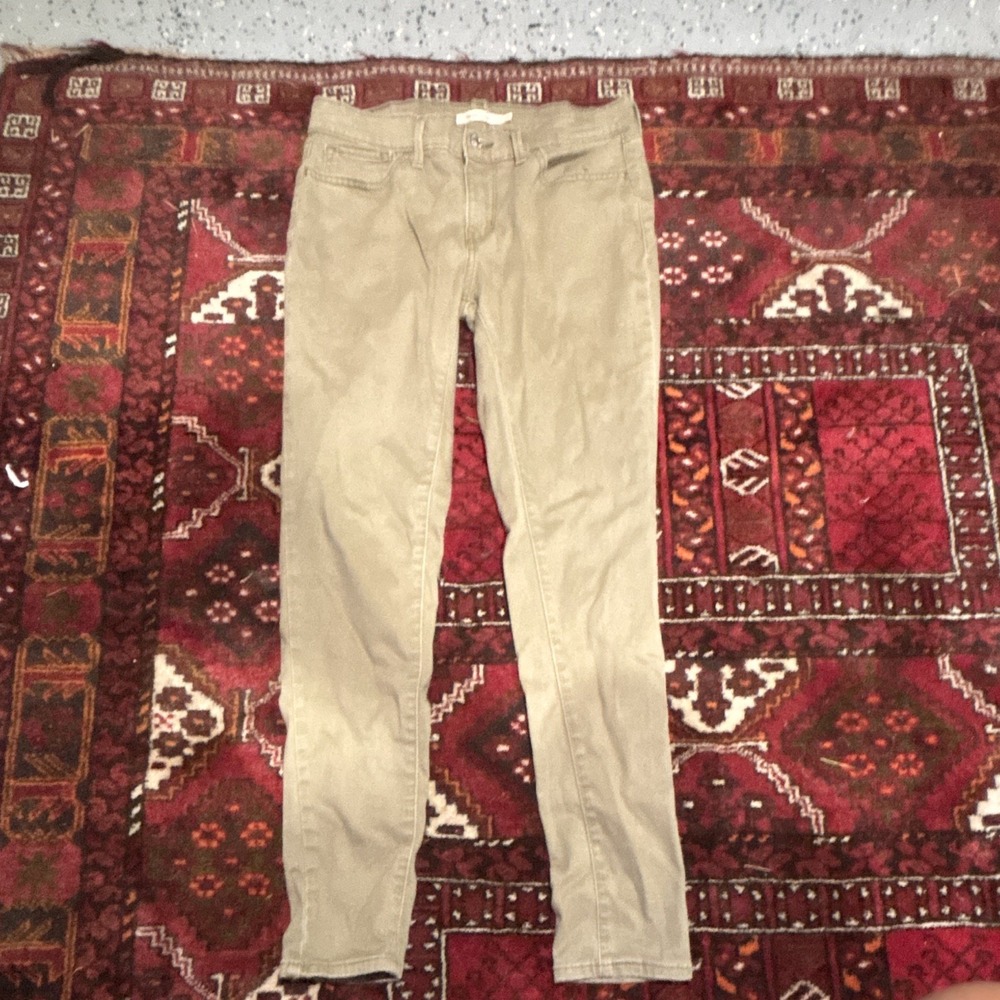 Levi's 700 Series Mid Rise Slim Skinny Jeans - Beige Light Wash Stretch